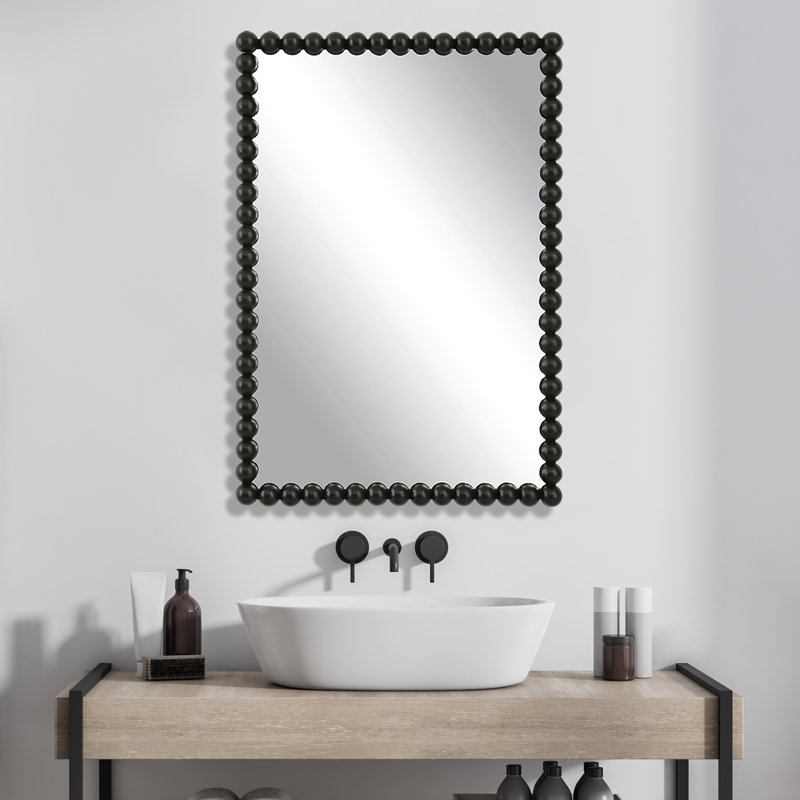Miroir de salle de bain Sanne, Noir mat, H 30 po x l 20,5 po