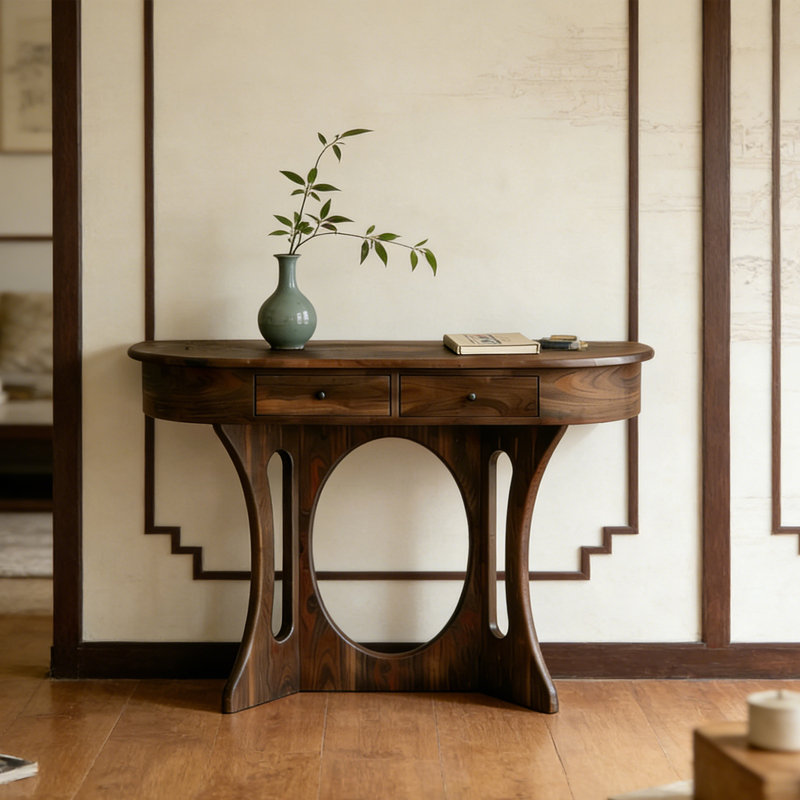 Nouvelle armoire d'entrée en bois massif de style chinois, H 35,4 po x l 59,1 po x P 15 po