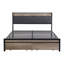 Structure de lit plateforme pleine grandeur en métal avec tête de lit avec fonction de rangement en tissu d'ameublement, doublure et pied de lit USB avec tiroirs