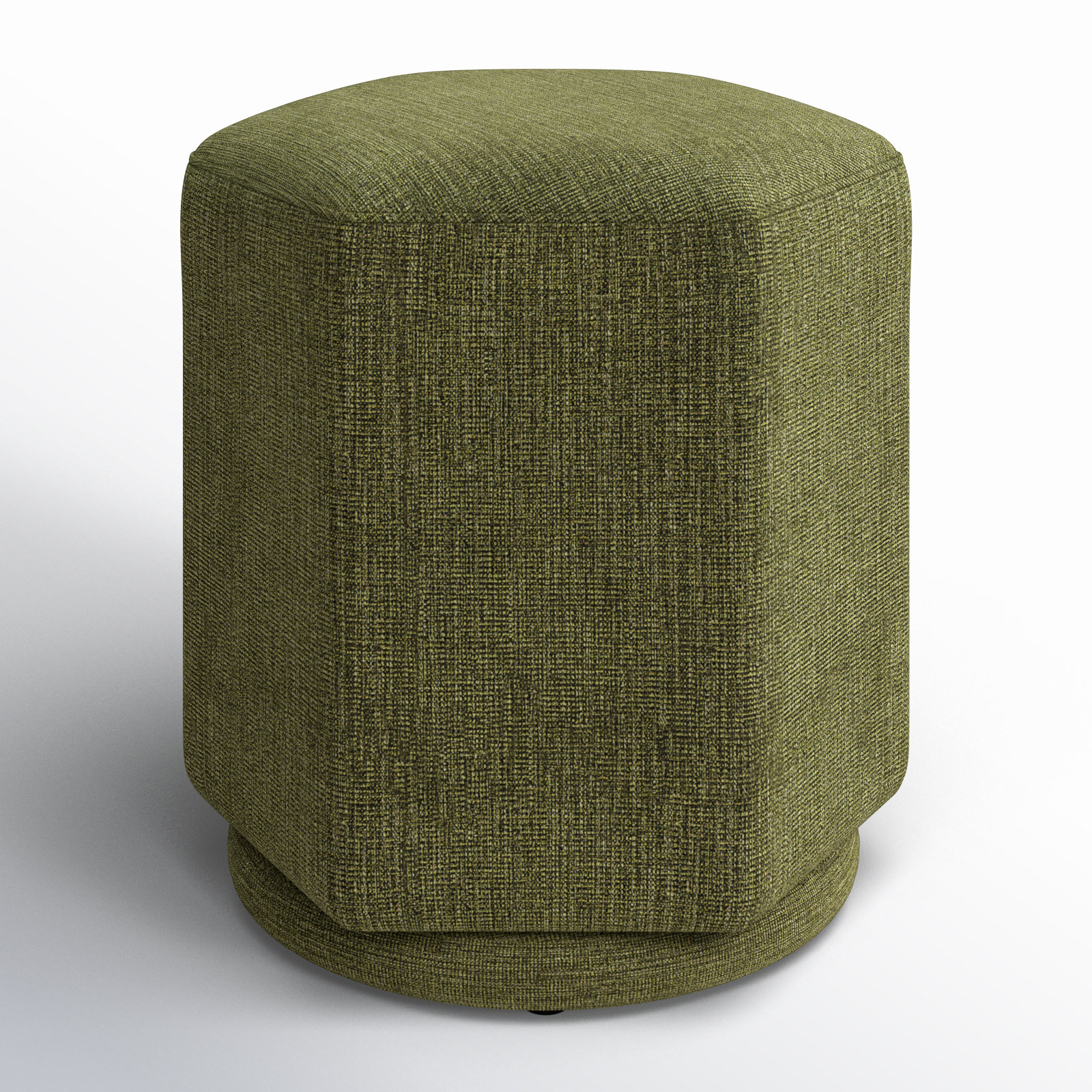 Hexad Upholstered Ottoman, Green Chenille
