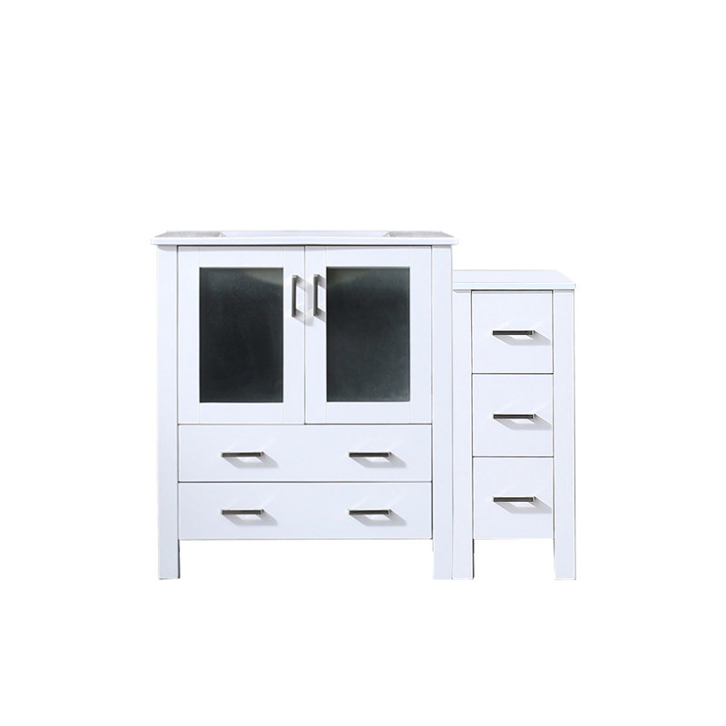 Meuble-lavabo blanc 42 po - Armoire latérale en bois massif pour la technologie d'organisation à fermeture en douceur, la durabilité à long terme et la résistance à l'usure avec un mécanisme de style pratique - Surface