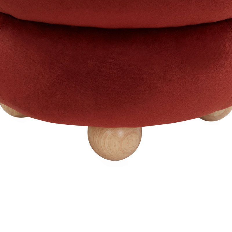Dalisha 17" Velvet Round Ottoman, Natural, Rust