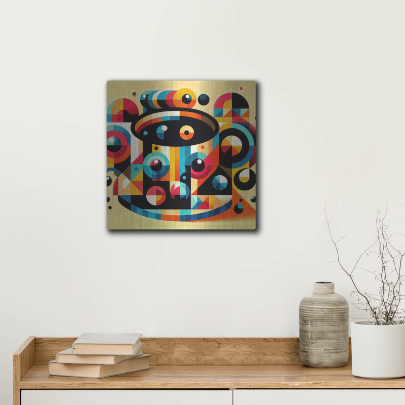  «Abstract Coffee Cup 1» par Rey Klimt, art mural en métal, 12 po x 12 po