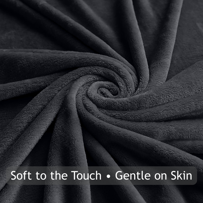 Ultra-Soft Fleece Blanket - Plush Warm Bed & Sofa Throw for All-Season Comfort, Black, Double (150cm x 200cm)