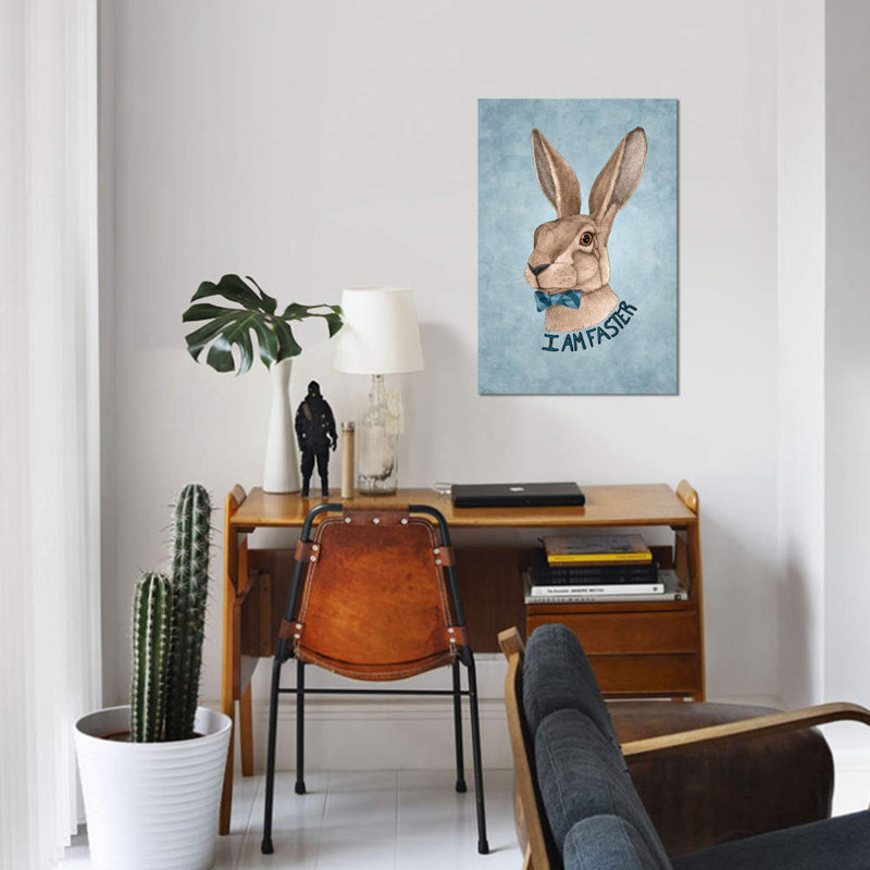 « mr. lièvre is plus rapide » par barruf, impression sur toile tendue, H 40 po x l 26 po x P 1,5 po, Pas de tapis
