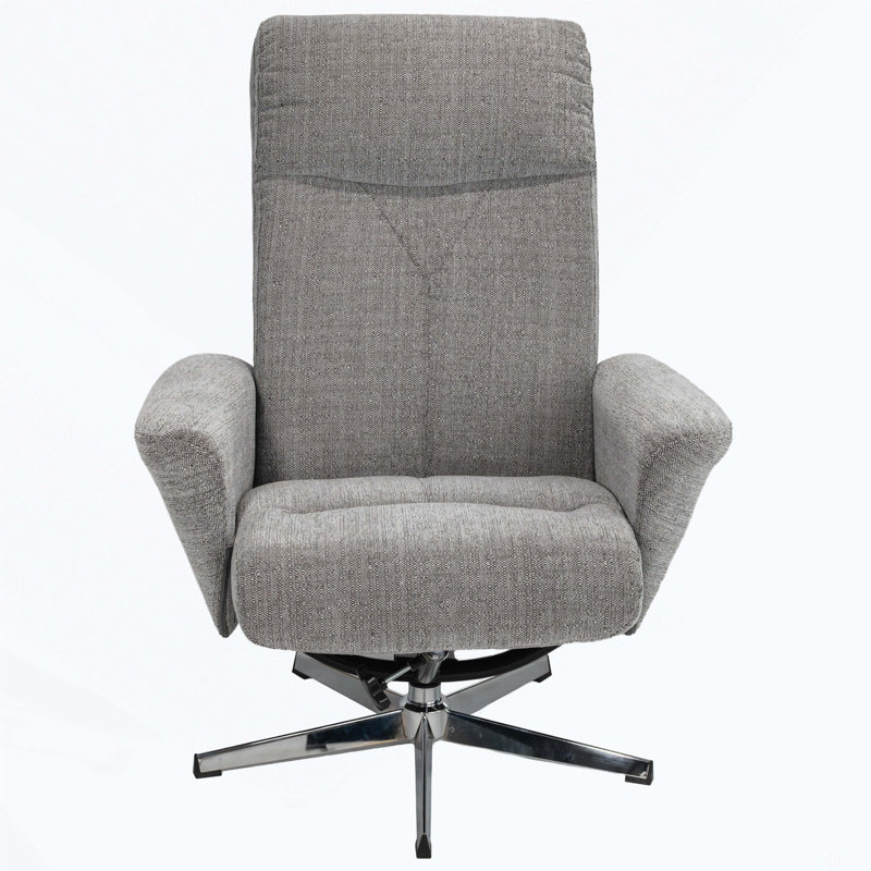 Swivel chenille Recliner with Ottoman Chair Modern Armchair Ergonomic Push Manual Reclining Footrest Upholstered Bedroom Living Room Reading Home Relax Office, Light Grey