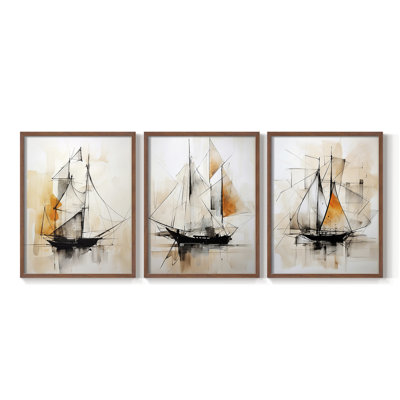 Série Sea and Shore Lxxvii -Set de 3 estampes numériques giclées -Prêt à accrocher