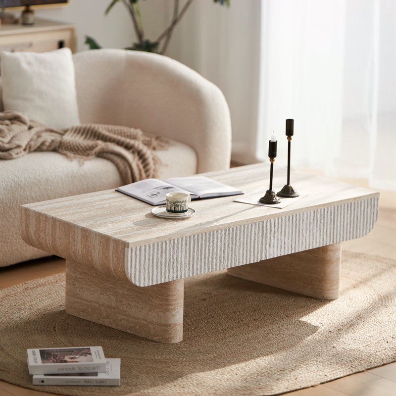 Table basse avec plateau en faux marbre