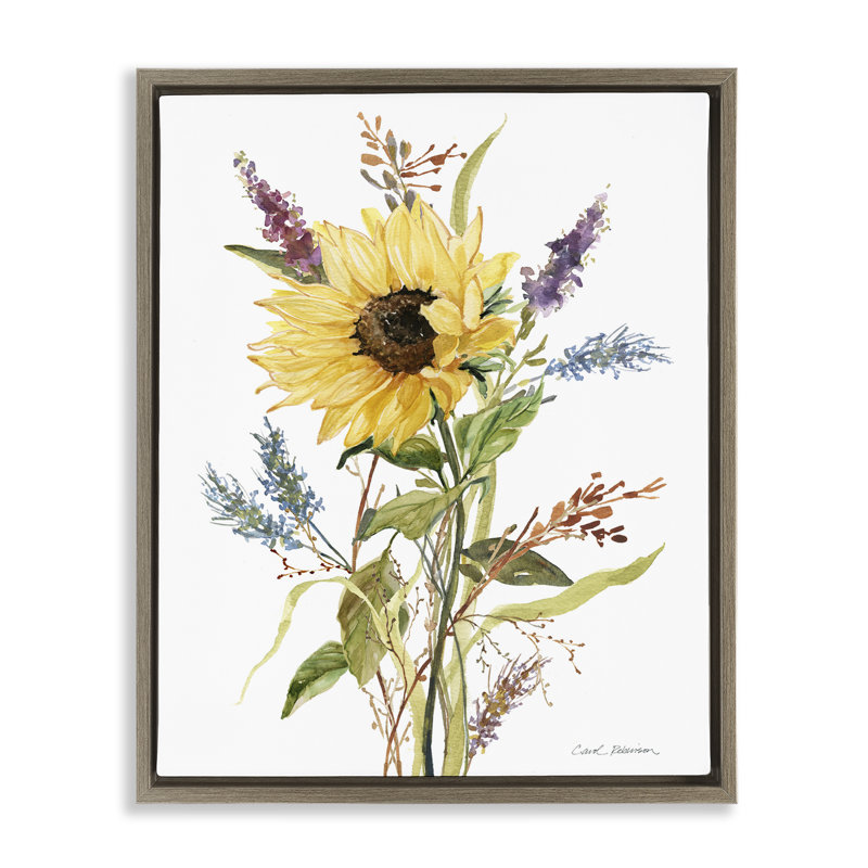 Ensemble de fleurs d'été, H 31 po x l 25 po, Encadrement brun