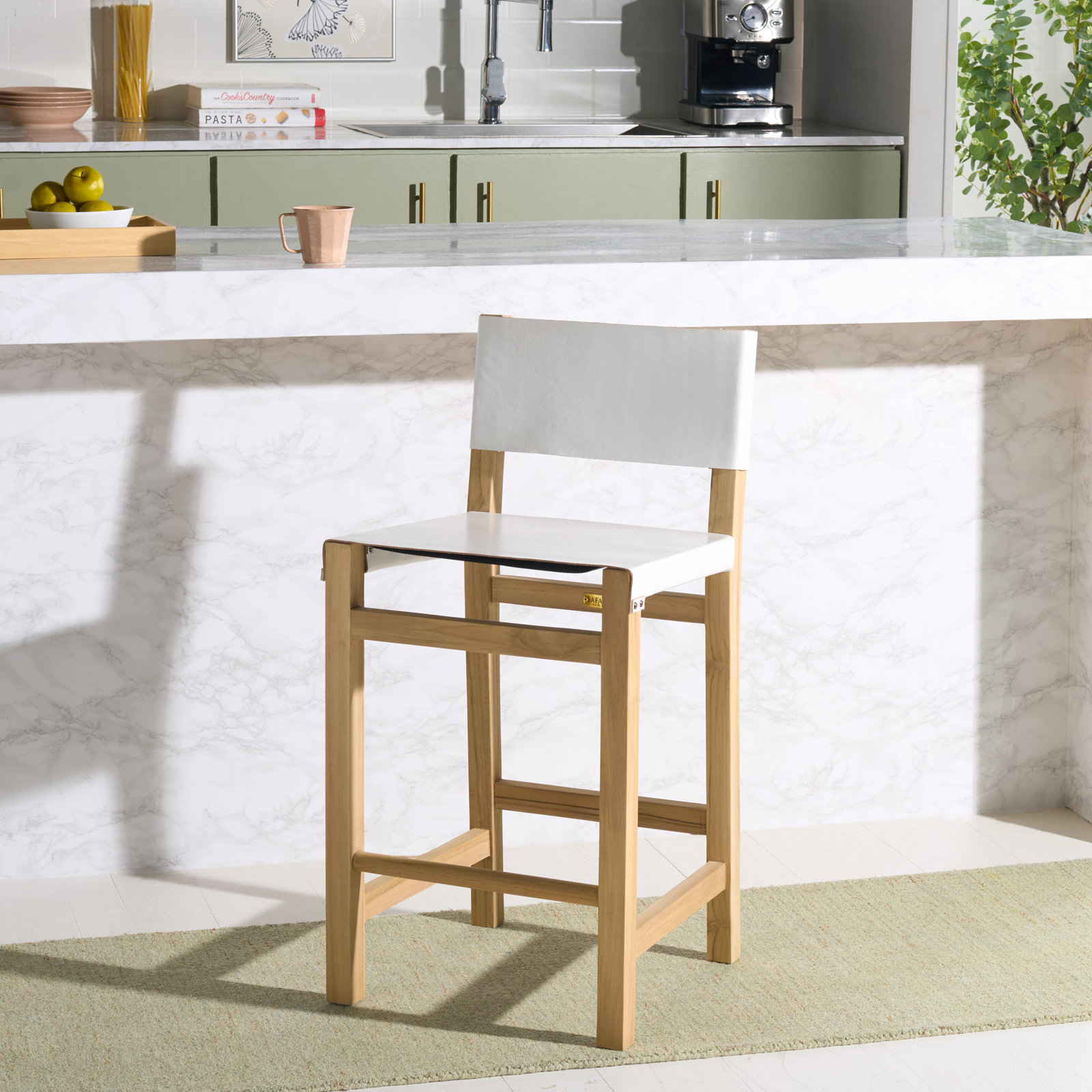 Chanler 30" Bar Stool, White Faux Leather