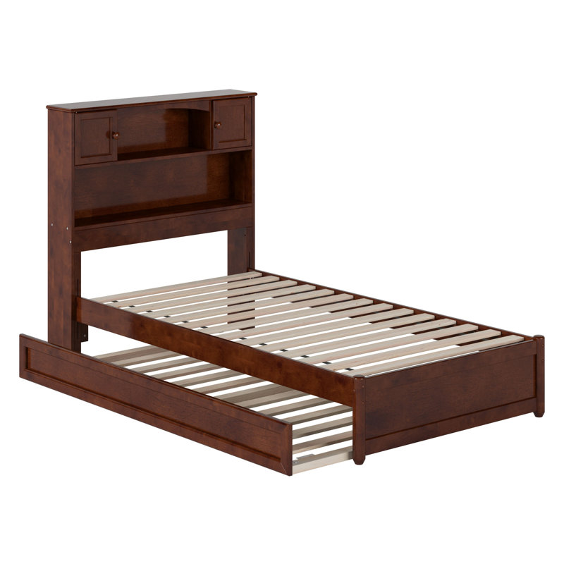 Lit plateforme avec rangement et lit gigogne Ashney, Noyer, Simple