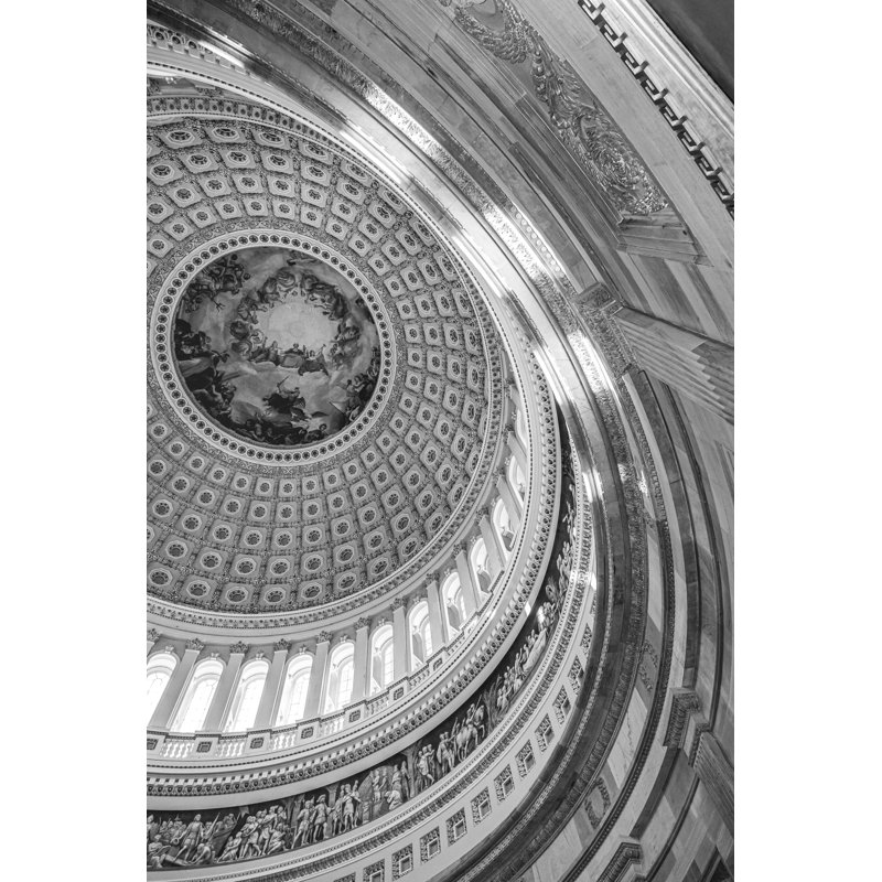 Rotonde de l'intérieur du Capitole des États-Unis, vue de l'intérieur vers le haut - Détail du bord latéral
