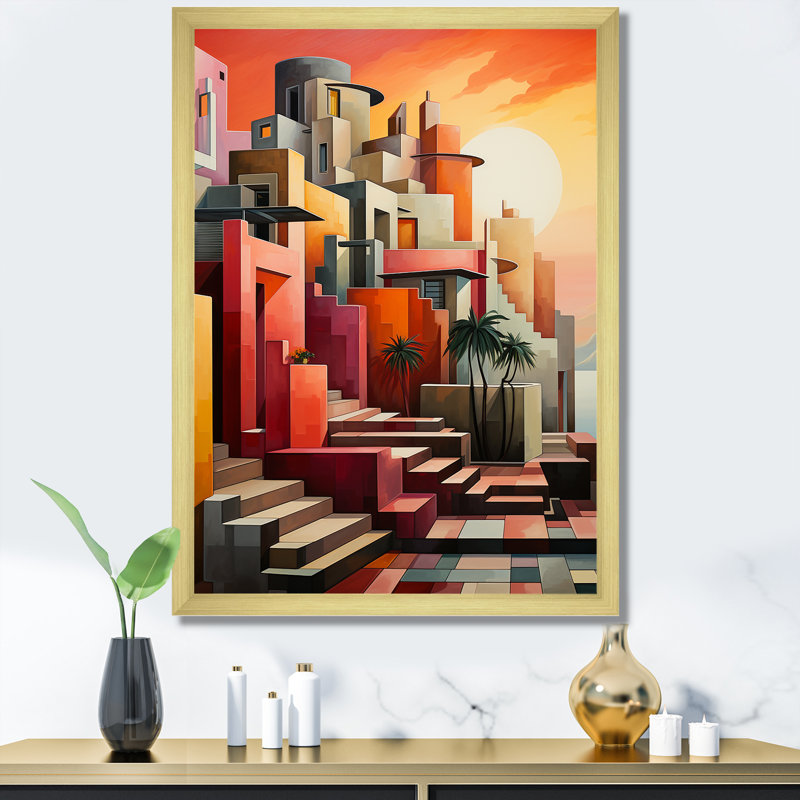 Monuments dévoilés Couchers de soleil III, Cadre doré simple, H 44 po x l 34 po x P 1,5 po