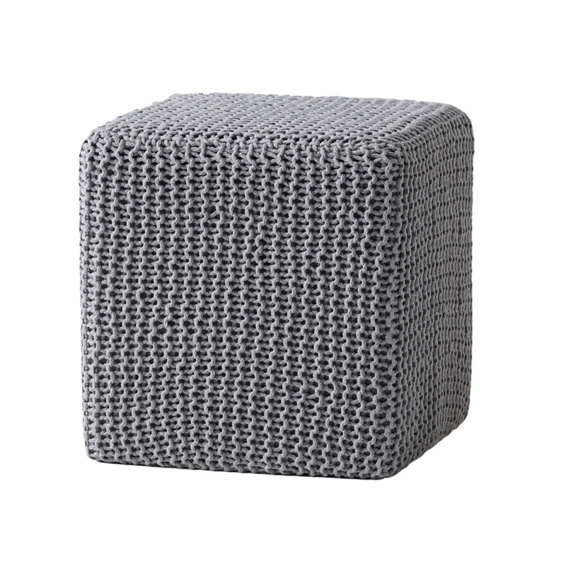 KNITTED FOOT STOOL, Light Gray