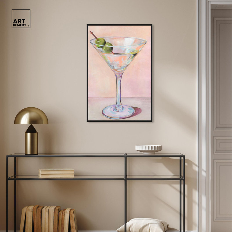 "Cocktail Time", impression côtière tendance par , Cadre flottant noir, H 31 po x l 21 po