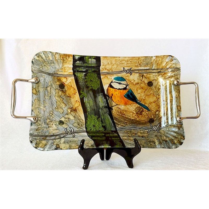 Plateau de table repose-pieds/café art Caron, H 12 po x l 11,5 po x P 3 po