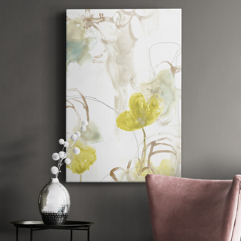 Floral I - peinture sur toile tendue, H 18 po x l 12 po x P 1 po