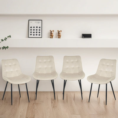 47cm H Velvet Upholstered Metal Side Chair