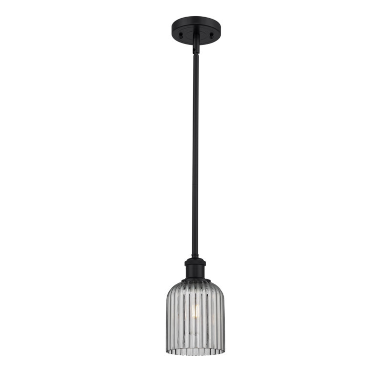Luminaire suspendu 5 lumières Ballston Addeline, Noir mat, Gris fumée clair