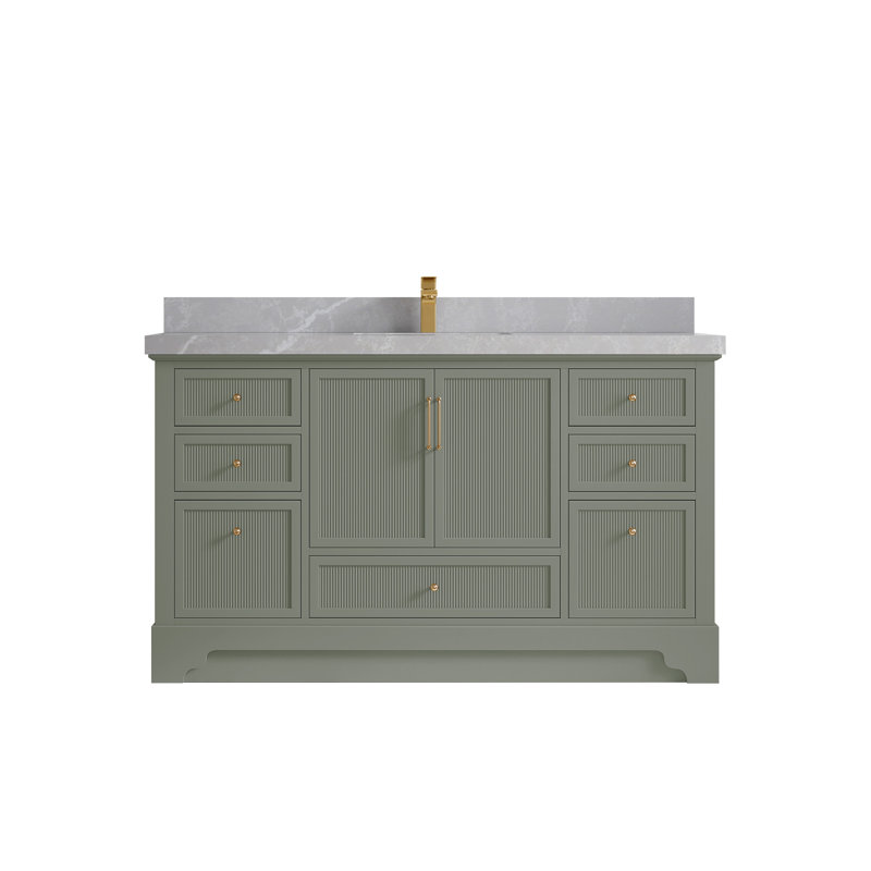 Alys 60'' Single Bathroom Vanity with Top, Pearl Gray