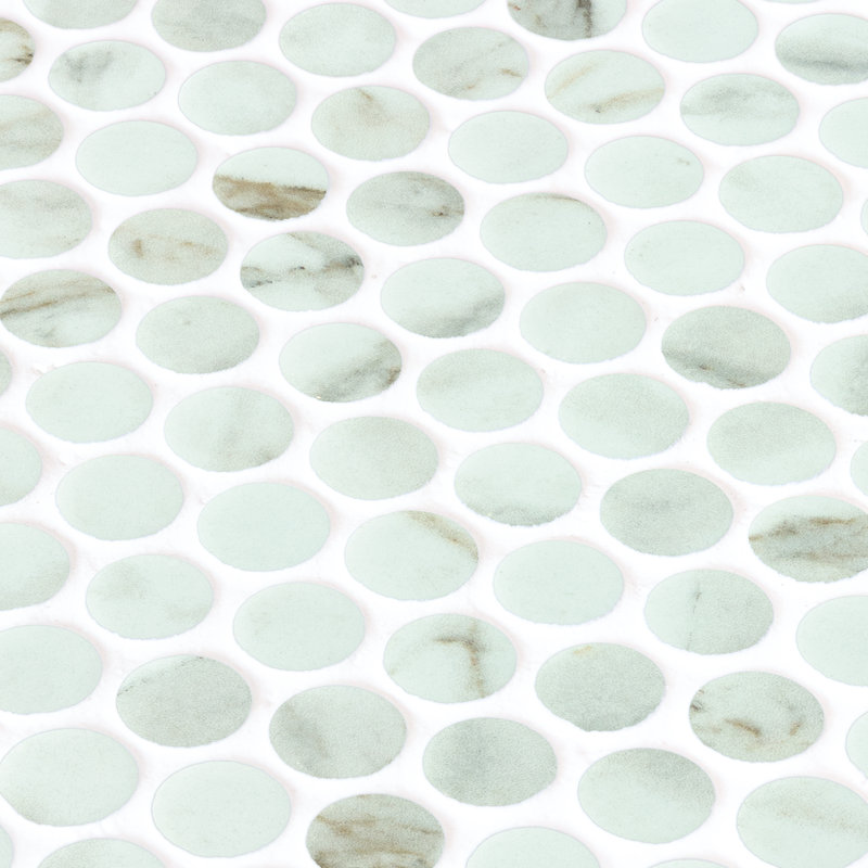 Onix Penny Round Athena Matte Glass Marble Look Mosaic