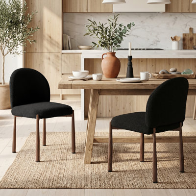 Ensemble de 6 chaises de salle à manger rembourrées avec pieds en métal, chaises latérales modernes à dossier courbé pour la cuisine, le salon et le bureau