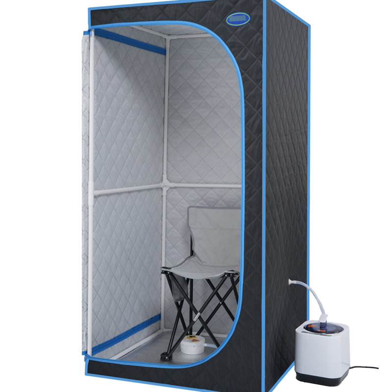 Black Portable Size Steam Tent - Personal Home Spa Luxury. Equipped With Generator, Remote Control, Foldable Chair. Easy Up, Rapid Heating. & Ul . High Thermal Insulation, Waterproof Fabric. 360