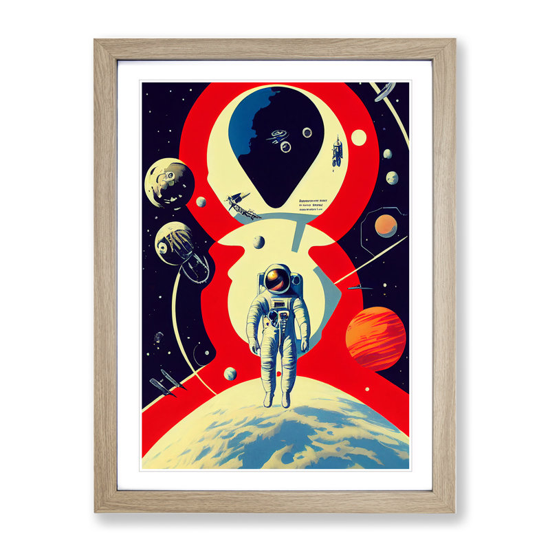 Chief Astronaut - Single Picture Frame Print, 64cm H x 46cm W x 2cm D, Oak