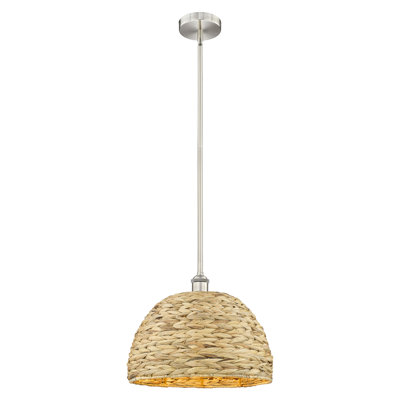 Edison - Woven Rattan - 1 Light 16" Stem Hung Mini Pendant