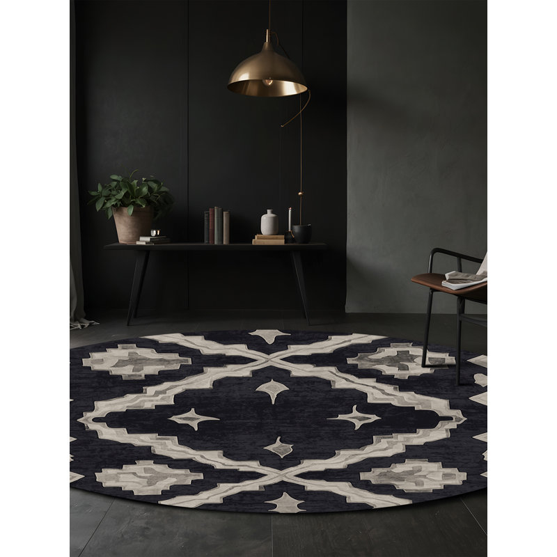 Tapis mauve soyeux et moelleux, Rond 3 pi
