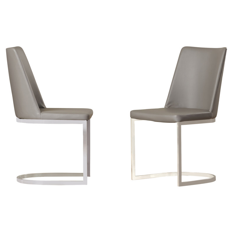 Chaise d'appoint chromée argentée Chromium, PU + Éponge - Gris
