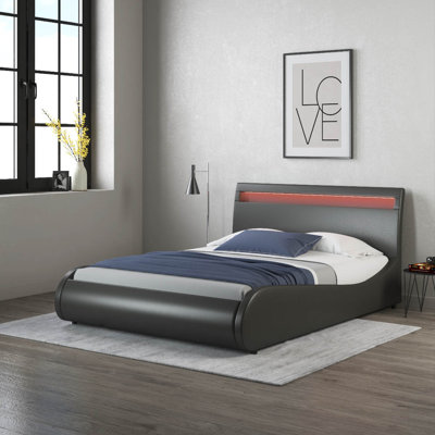 Atropus LED Faux Leather Bed Frame