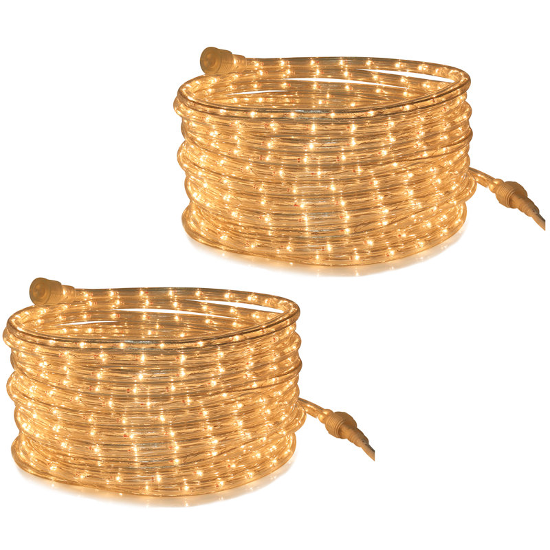 Tupkee Rope Light Warm Clear - 24 Feet (7.3 m), for Indoor and Outdoor use - 10MM Diameter - 288 Clear Incandescent Long Life Bulbs Decorative Rope Tube Lights - Pack of 2