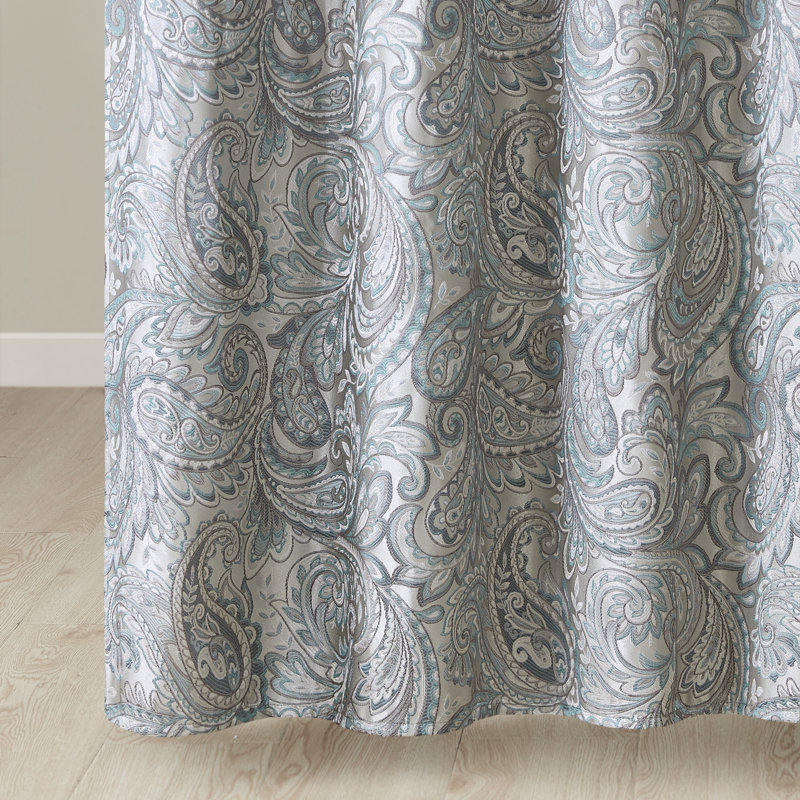 Rideau de douche en jacquard Aubrey, H 72 po x l 72 po, Bleu sarcelle