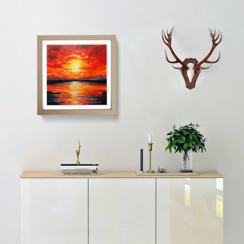 Sunrise No.1 - Single Picture Frame Print on Wood, Oak