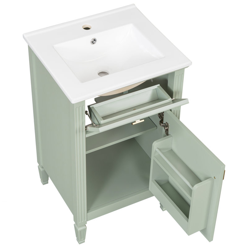 Meuble-lavabo de 20 pouces avec lavabo, Vert