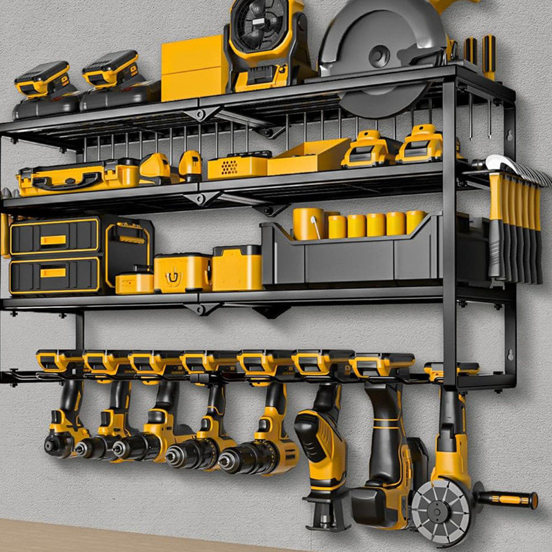 Power Tool Organizer Wall Mount, Heavy Duty Metal 4 Layers Garage organization and Tool Storage, Tools Holder for Workshop/Shed