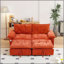 Canapé-lit convertible 73 po en velours orange avec matelas coulissant