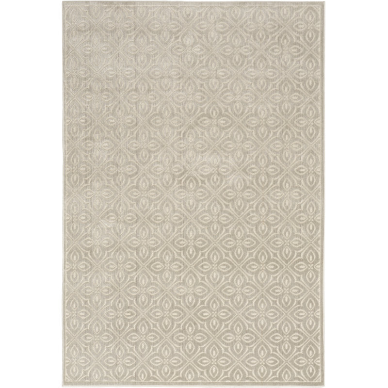 Nourison Washable Charm 6' x 9' Silver Ivory Contemporary Indoor Rug, Rectangle 6' x 9'