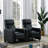 Home Theater Storage Wedge Console In Black With Stainless Steel Cupholders And Memory Foam, 24.79 Inches Tall, 11.5 Wide, 28.4 Deep For Custom Setup Contemporary Area Faux Leather Built - Foam Top,