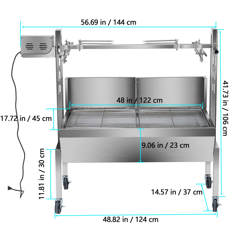 Ensemble de rôtissoire pour rôtissoire 48 po, capacité de charge maximale de 194 lb, réglable en hauteur, convenant aux porcs et aux chèvres