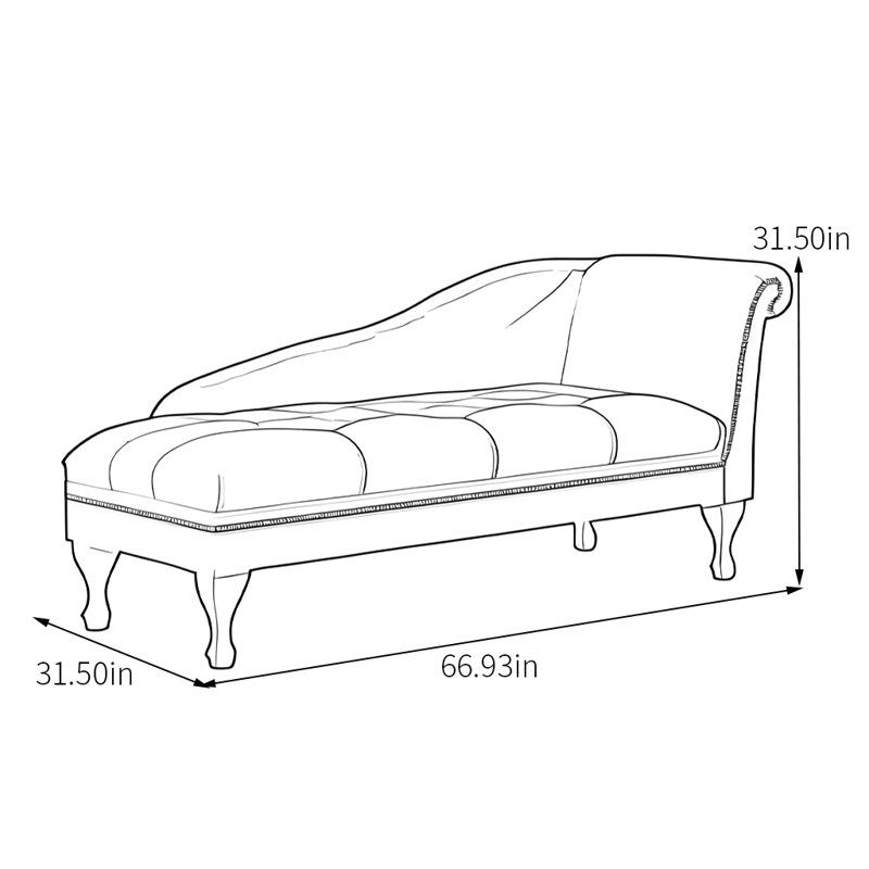 Chaise longue en mousse haute résilience, Orienté à droite