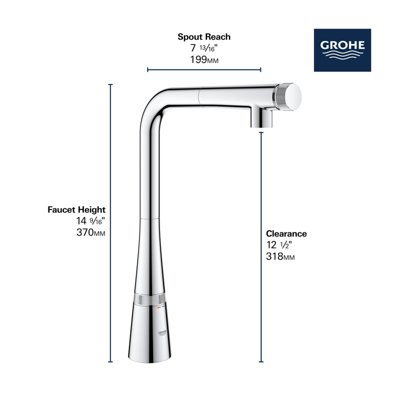 Zedra Smartcontrol Pull Out Touch Bar Faucet, Supersteel Infinity