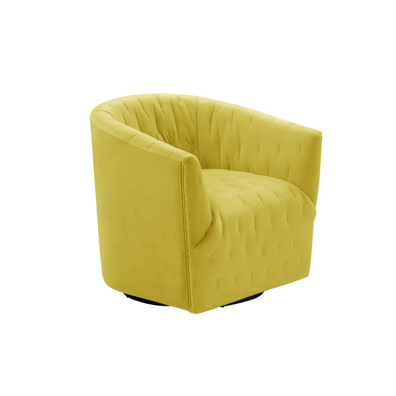 Fauteuil d'appoint pivotant en velours pour chambre Elegance Kayleen, Velours jaune