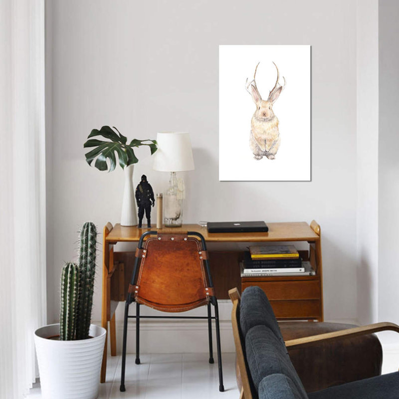« jackalope », impression sur toile tendue, H 40 po x l 26 po x P 1,5 po, Pas de tapis, Toile tendue