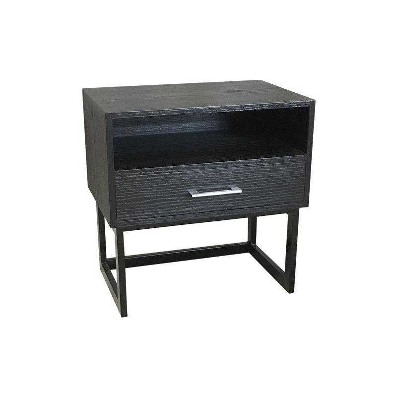 Lendora 60cm W Bedside Table, Midnight Black, Black