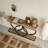 Narrow Console Table Entryway Sofa Table with Geometric Metal Frame-717000134