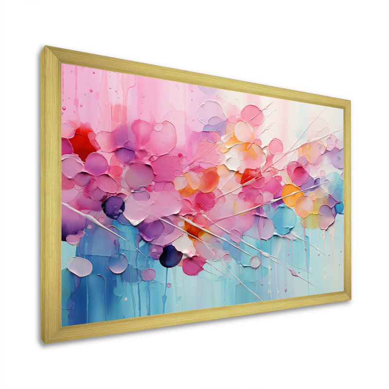 «Gazley» rose, patchwork de pastel bleu sur toile, Cadre photo unique, H 24 po x l 32 po, Gold