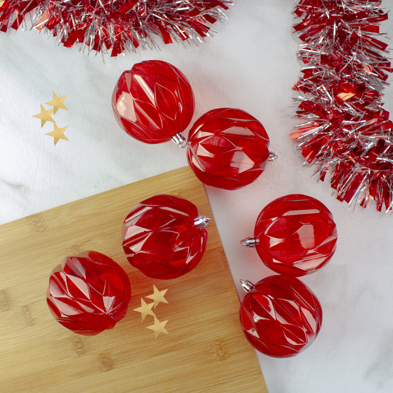 Ornement boule de Noël transparente Rhombus, Rouge
