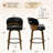 Mid-Century Modern Walnut Bentwood Swivel Bar Stool With Thick Cushioned Seat & 350 Lbs Capacity(Set Of 3)-1845584263-1845584258